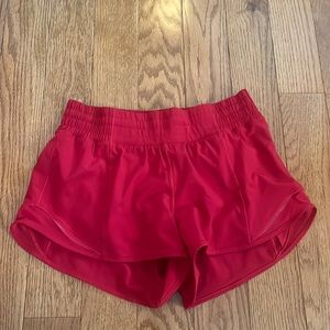 Lululemon red hotty hot short, size 4